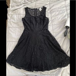 American Rag Women’s black Floral Lace Crochet Skater Fitted Dress Small